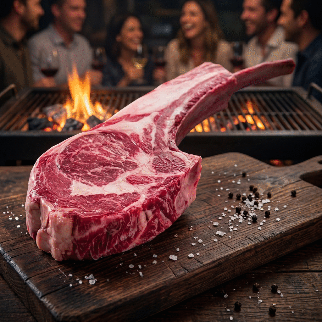 Tomahawk rib eye con hueso corte premium Brangus Cuernavaca